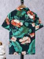 SHEIN Kids HYPEME Big Boys Tropical Print Short Sleeve Shirt