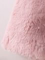 SHEIN Kids FANZEY Little Girls' Turn-down Collar Plush Jacket