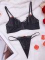 Lace Floral Embroidered Sexy Lingerie Set