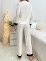 Contrast Trim Button Front PJ Set