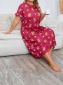 Plus Size Sleep Dress With Bear & Star Print