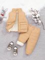 SHEIN Baby Boy Flap Pocket Vest Jacket & Pants