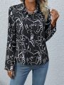 Women's Cartoon Printed Long Sleeve Shirt