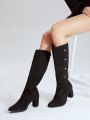 MOTF PREMIUM FAUX PEARL STUDDED SLOUCHY BOOTS