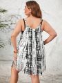 SHEIN Swim BohoFeel Tie-Dye Plus Size Cover Up Cami Dress