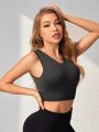 Notched Neckline Crop Tank Top