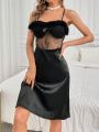 Women's Belted Robe And Lace Camisole Nightgown Set