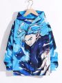 SHEIN Boy'S Casual Anime Cartoon Character Printed Hooded Sweatshirt, Knitwear Top