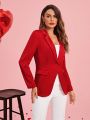 SHEIN Clasi Women's Alentine's Day  Notched Lapel Collar Blazer