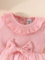 SHEIN Baby Girl'S Gorgeous And Romantic Fashionable Net Yarn Dress With Big Bow