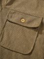 Men's Drop Shoulder Corduroy Jacket With Double Pockets