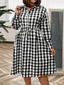 Plus Size Plaid Shirt Dress For Women