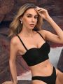 SHEIN Leisure Solid Color Tight-fitting Bra Bikini Top