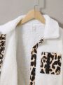 SHEIN Kids EVRYDAY Girls' (big) Leopard Print Spliced Jacket