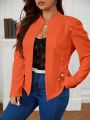 SHEIN Clasi Plus Solid Double Breasted Jacket