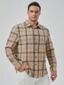 SHEIN Extended Sizes Men Plus Plaid Print Shirt