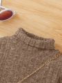 Baby Girl Turtle Neck Ribbed Knit Dress