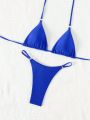 Women's Round Ring Connected Bikini Set With Triangle Cup Separated Design