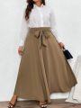 SHEIN LUNE Plus Size Women'S Belted Skirt