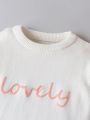 Girls' Love Embroidery Sweater With Ruffle Hem