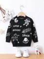 Young Boy Rocket & Letter Pattern Sweater