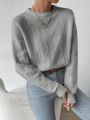 SHEIN Essnce Women's Oversized Drop Shoulder Long Sleeve Sweater