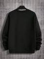 Men'S Plus Size Love Pattern Round Neck Drop Shoulder Casual Sweatshirt