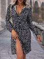 Dalmatian Print Belted Shirt Dress