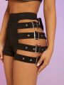 Asavvy Cut Out Buckle Detail Shorts