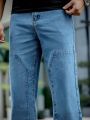 Men Slant Pocket Straight Leg Jeans