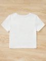 SHEIN Kids EVRYDAY Girls Hand & Letter Graphic Tee