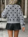 Polka Dot Pattern Drop Shoulder Sweater