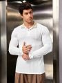 Manfinity Hypemode Men's Knitted Long-sleeved Polo Shirt With Patchwork Collar