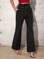 SHEIN Tall Solid Color High Waisted Bootcut Trousers