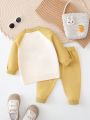 Toddler's Fall Winter New Cartoon Bear Pattern Drop Shoulder Sleeve Sweater Set