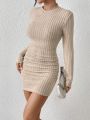 SHEIN Frenchy Long-Sleeved Dress With Ruffled Edges