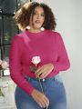 SHEIN CURVE+ Plus Size Solid Color Turtleneck Bodysuit