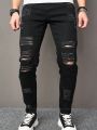 Men Ripped Frayed Skinny Jeans