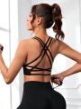 SHEIN Yoga Sxy Women'S Back Cross Double Shoulder Strap Sports Bra