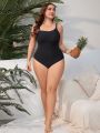 SHEIN Swim Basics Plus Size Women's One-Piece Cami Swimsuit