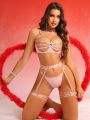 SHEIN Women'S Sexy Lingerie With Heart-Shaped Garter Belt