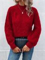 SHEIN LUNE Women'S Knitted Cable Decor Raglan Sleeve Sweater