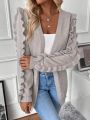 SHEIN Essnce Ruffle Trim Open Front Cardigan