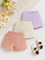 3pcs Summer Fashionable, Cute & Sweet Shorts For Baby Girls That Can Be Worn Outside