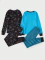 Teenage Boys' Video Gaming Console Printed Long Sleeve Top And Long Pants Comfortable 2pcs Home Clothing Set