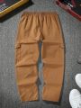 Men's Solid Color Casual Pants With Pocket Design