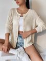 Solid Drop Shoulder Button Front Cardigan