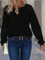 SHEIN LUNE Contrast Lace Raglan Sleeve Sweater