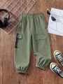 SHEIN Kids EVRYDAY Spring/Summer New Arrival Girls' Casual Cargo Pants