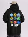 SHEIN Extended Sizes Men Plus Expression & Slogan Graphic Drop Shoulder Hoodie